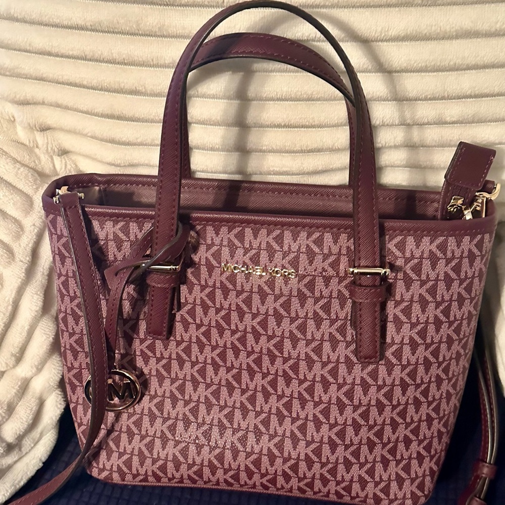 Michael Kors burgundy Monogram Tote
